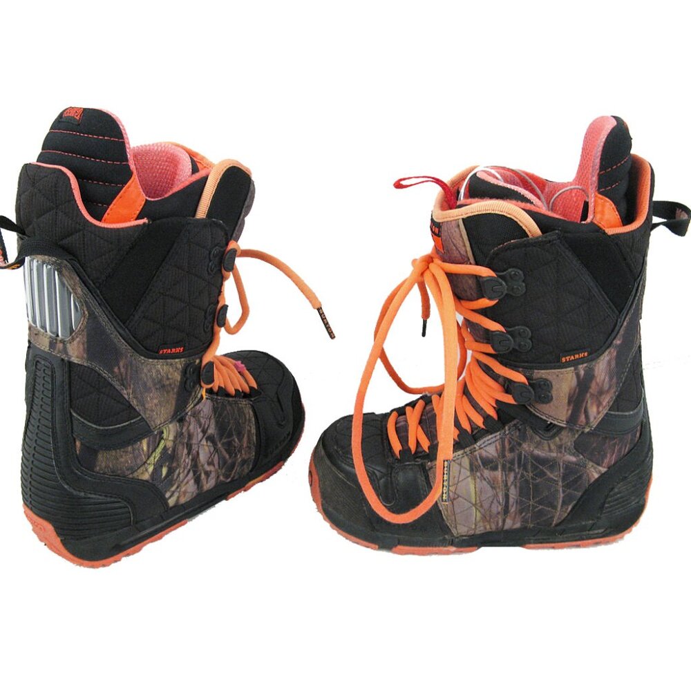 Burton X Starks Hail Snowboard Boots!  Size 8.5  Camo & Orange  Great Condition